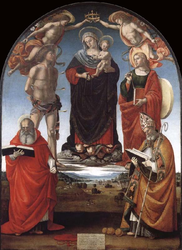 Luca Signorelli The Virgin and Child among Angels and Saints Sweden oil painting art